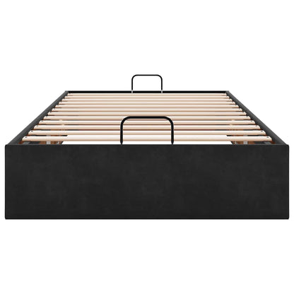 Ottoman Bed Frame No Mattress Black Single Velvet
