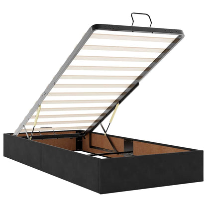 Ottoman Bed Frame No Mattress Black Single Velvet