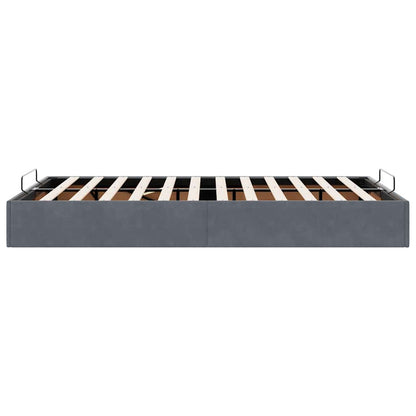 Ottoman Bed Frame No Mattress Dark Grey Double Velvet