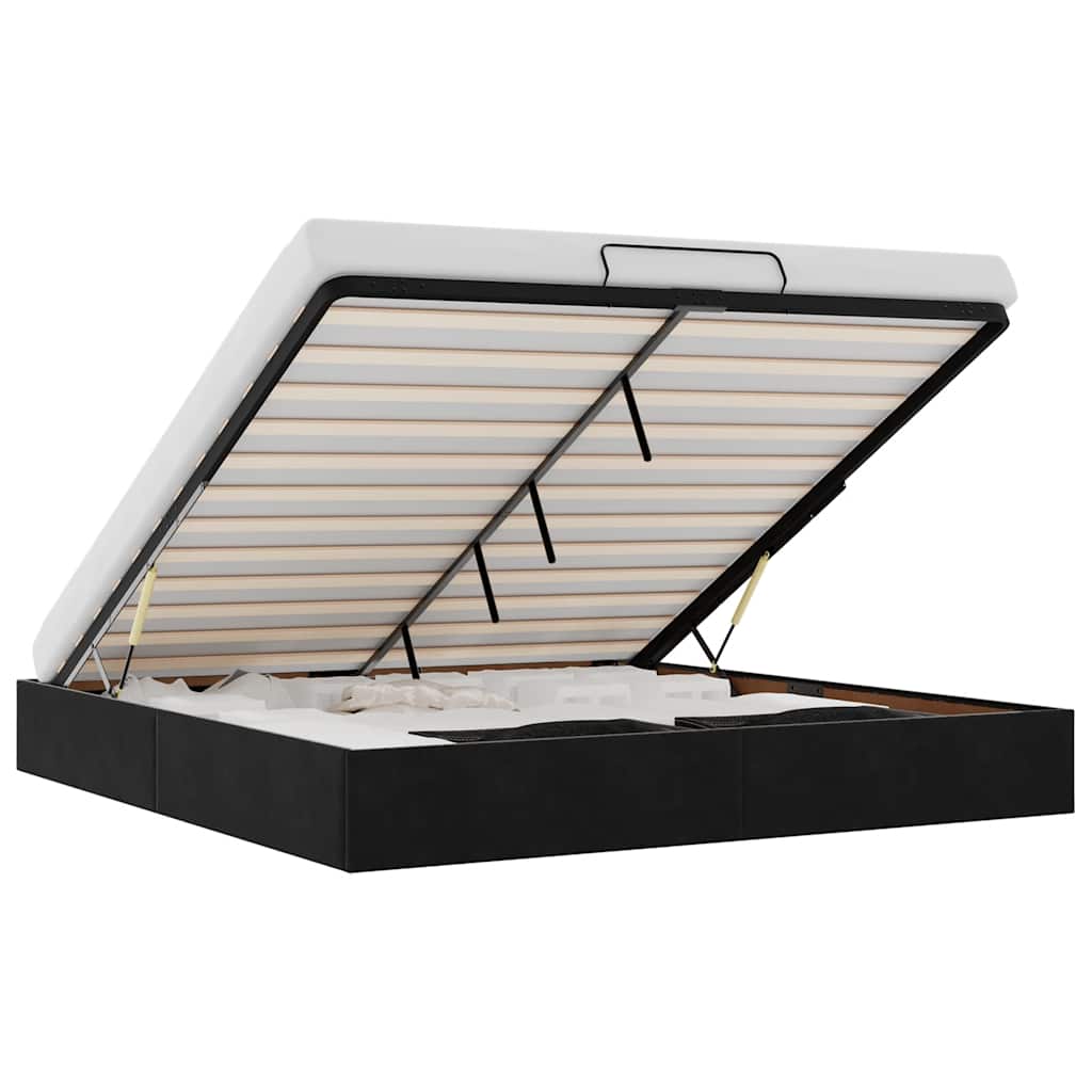 Ottoman Bed Frame No Mattress Black Super King Velvet