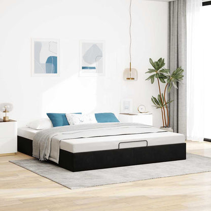 Ottoman Bed Frame No Mattress Black Super King Velvet