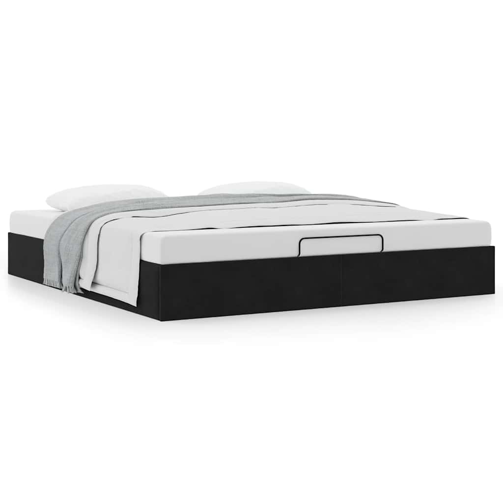 Ottoman Bed Frame No Mattress Black Super King Velvet
