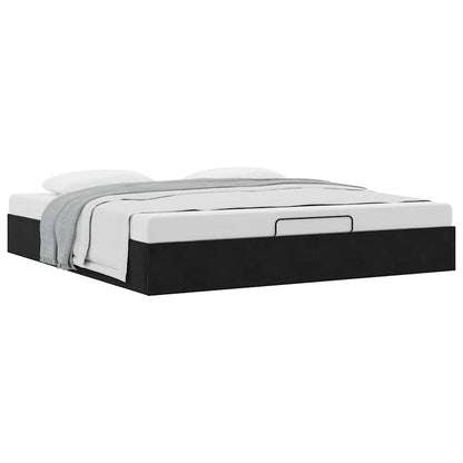 Ottoman Bed Frame No Mattress Black Super King Velvet
