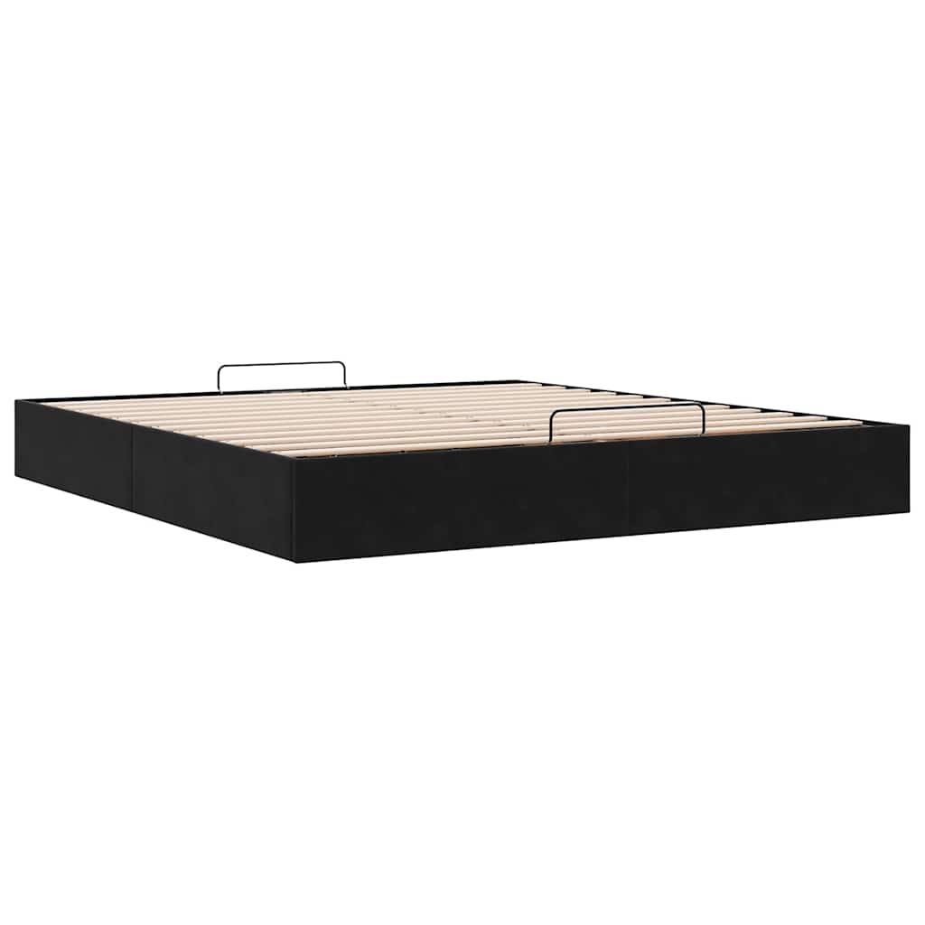 Ottoman Bed Frame No Mattress Black Super King Velvet