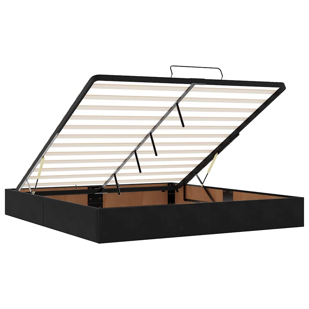 Ottoman Bed Frame No Mattress Black Super King Velvet