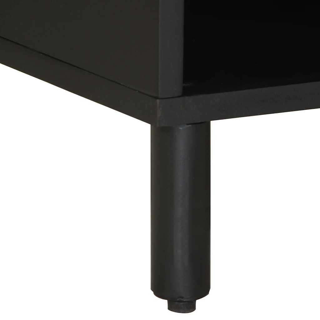TV Cabinet Black 80x33.5x46 cm Solid Rough Wood Mango