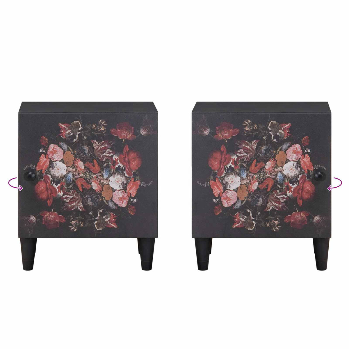 Bedside Cabinet with Door 2 pcs Black 40 x 33 x 46 cm