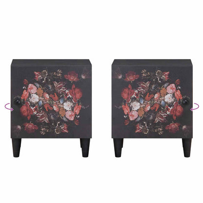 Bedside Cabinet with Door 2 pcs Black 40 x 33 x 46 cm