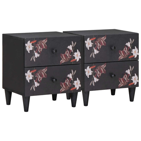 Bedside Table 2 pcs Brown 40 x 33.5 x 46 cm Solid Mango Wood
