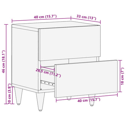 Bedside Table 2 pcs Brown 40 x 33.5 x 46 cm Solid Mango Wood