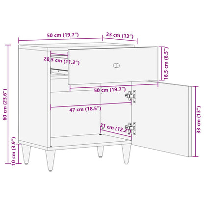 Bedside Table Multicolour 50 x 33 x 60 cm Solid Mango Wood