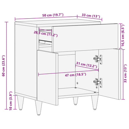 Bedside Table Multicolour 50 x 33 x 60 cm Solid Mango Wood