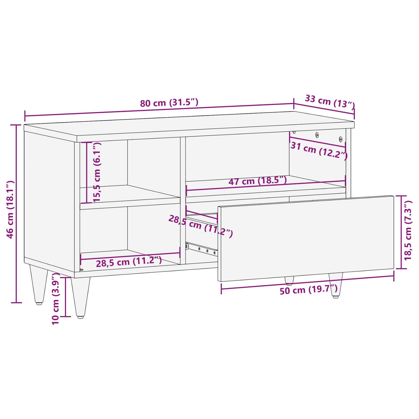 Storage Cabinets Multicolour 80 x 33.5 x 46 cm Solid Mango Wood