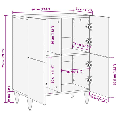 Storage Cabinets Multicolour 60 x 33.5 x 75 cm Solid Mango Wood