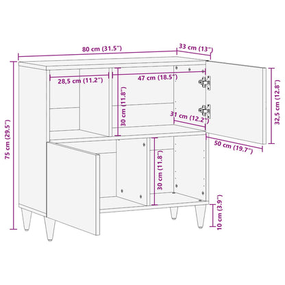 Storage Cabinets Multicolour 80 x 33.5 x 75 cm Solid Mango Wood