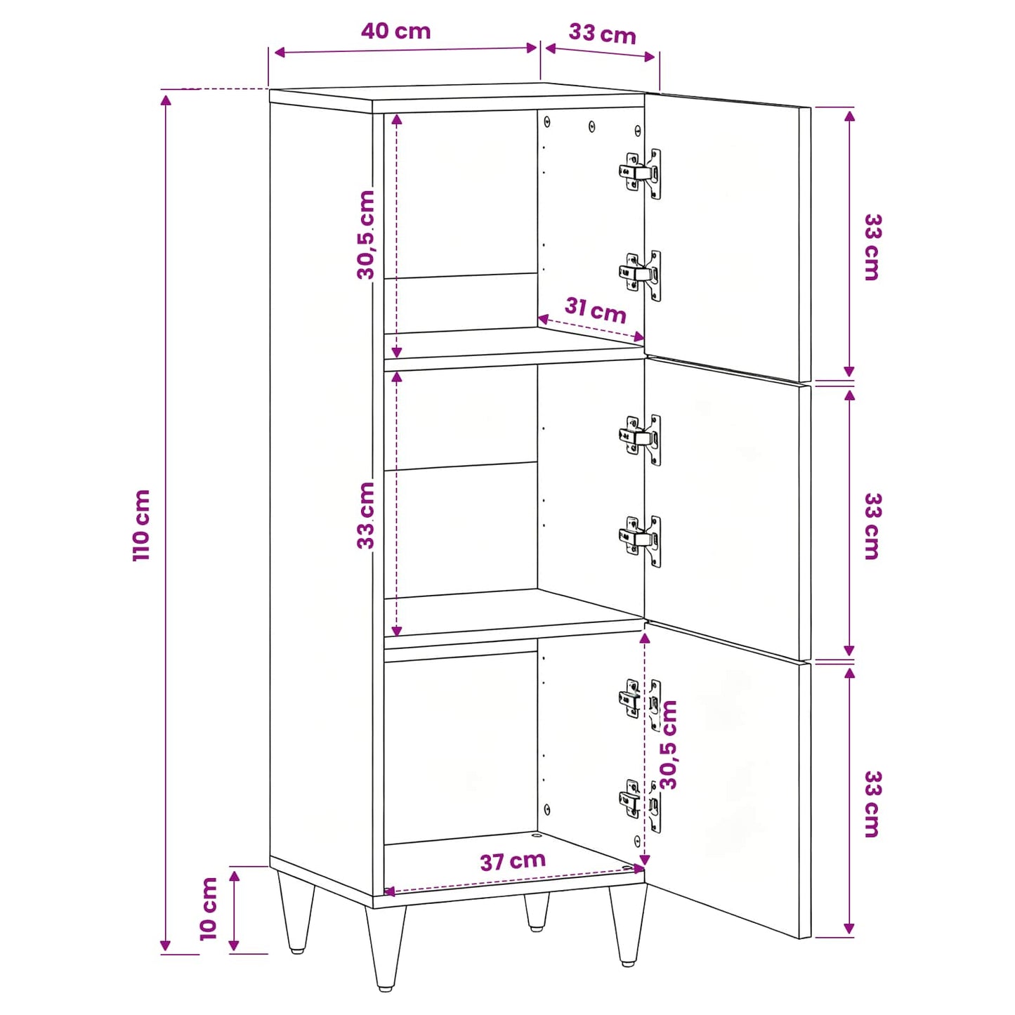 Storage Cabinets with Storage Multicolour 40 x 33.5 x 110 cm