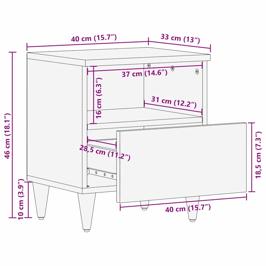 Bedside Cabinet with Drawer 2 pcs Honey Brown 40 x 33 x 46 cm