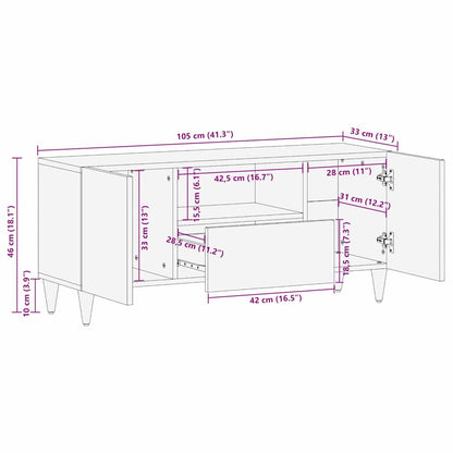 TV Cabinet Honey Brown 105 x 33 x 46 cm Solid Mango Wood