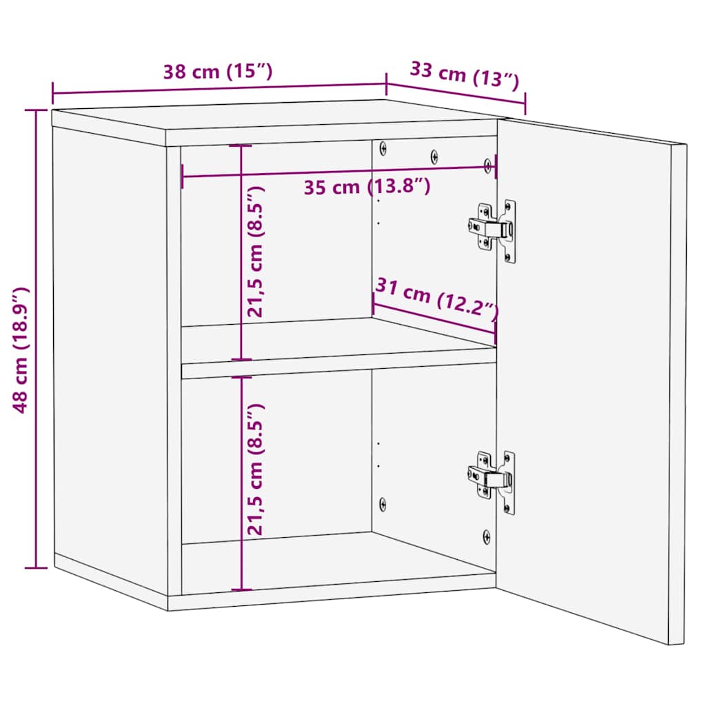 Wall Cabinet Honey Brown 38 x 33 x 48 cm Solid Mango Wood