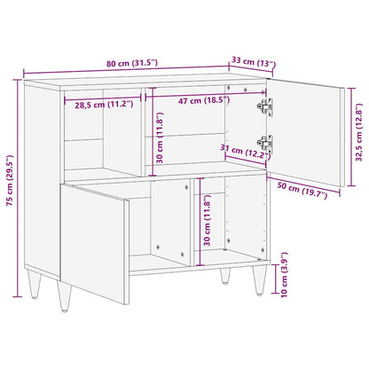 Sideboard with Shelf Brown 80 x 33 x 75 cm Solid Mango Wood