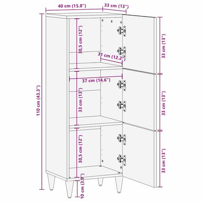 Highboard with Shelf Brown 40 x 33 x 110 cm Solid Mango Wood