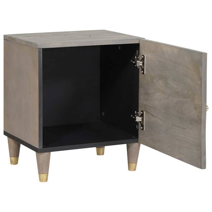 Bedside Cabinet with Door Grey 40 x 33 x 46 cm Solid Mango Wood