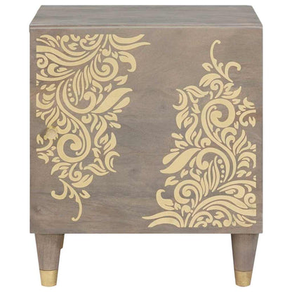 Bedside Cabinet with Door Grey 40 x 33 x 46 cm Solid Mango Wood
