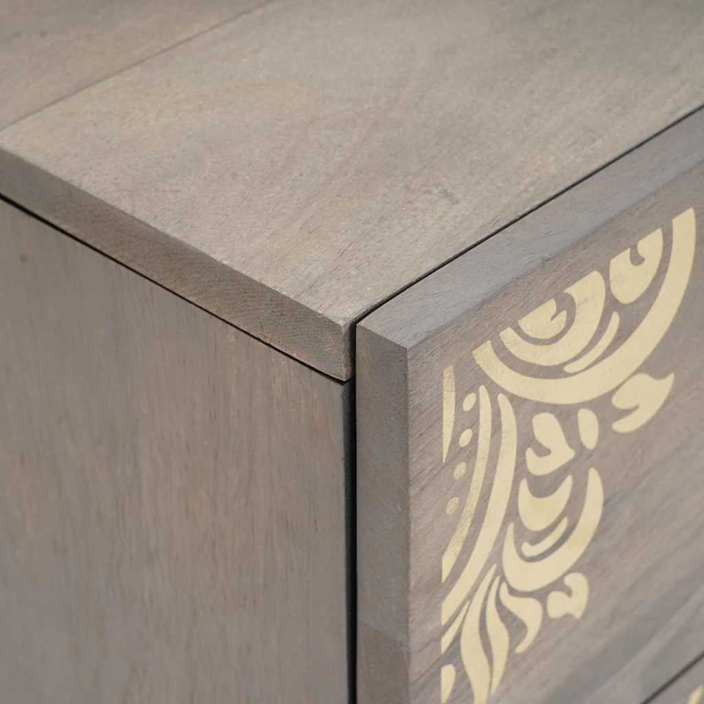 Bedside Cabinet 2 pcs Grey 40 x 33 x 46 cm Solid Mango Wood
