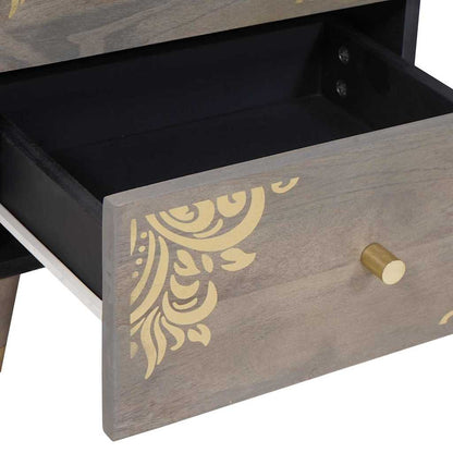 Bedside Cabinet 2 pcs Grey 40 x 33 x 46 cm Solid Mango Wood