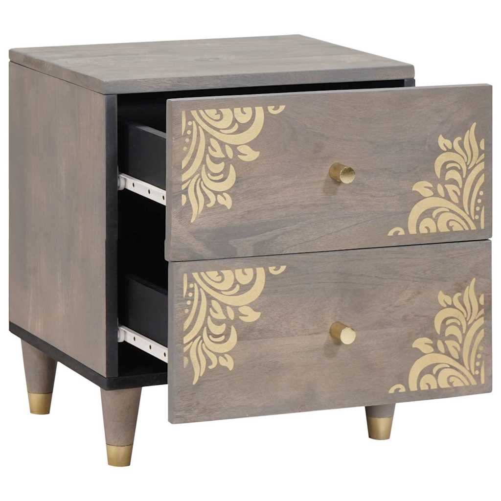 Bedside Cabinet 2 pcs Grey 40 x 33 x 46 cm Solid Mango Wood