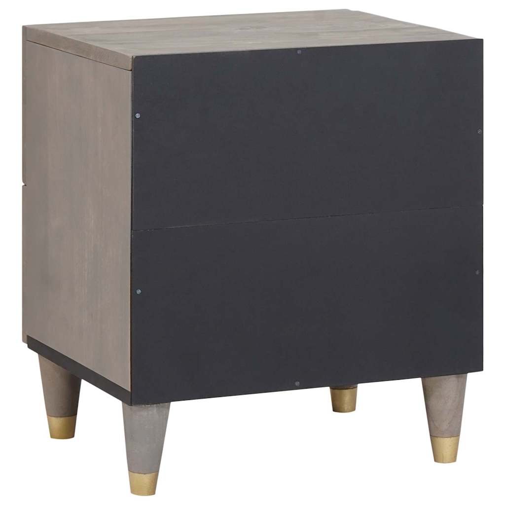 Bedside Cabinet 2 pcs Grey 40 x 33 x 46 cm Solid Mango Wood