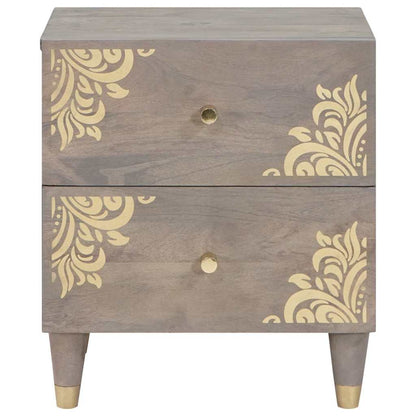 Bedside Cabinet 2 pcs Grey 40 x 33 x 46 cm Solid Mango Wood