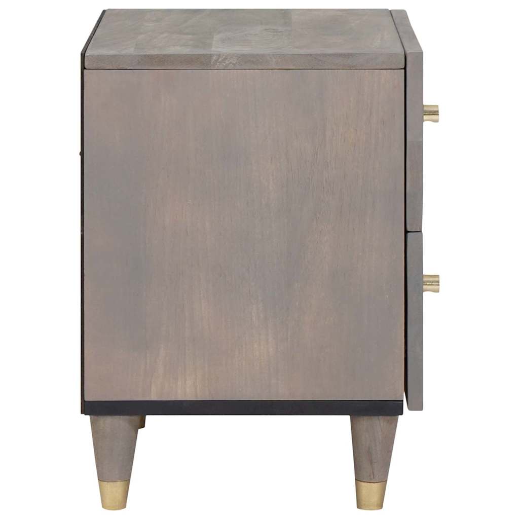 Bedside Cabinet 2 pcs Grey 40 x 33 x 46 cm Solid Mango Wood