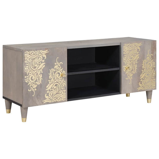 TV Cabinet Grey 105 x 33 x 46 cm Solid Mango Wood