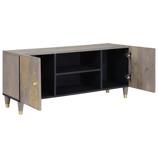 TV Cabinet Grey 105 x 33 x 46 cm Solid Mango Wood