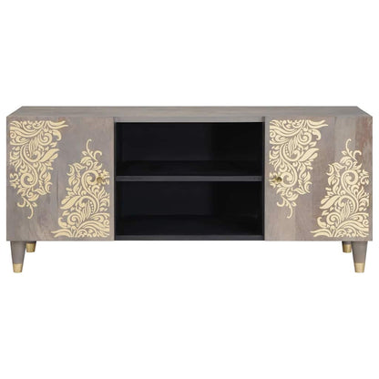 TV Cabinet with Shelf Grey 105 x 33 x 46 cm Solid Mango Wood