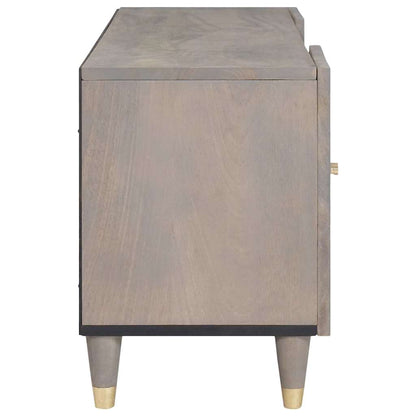 TV Cabinet with Shelf Grey 105 x 33 x 46 cm Solid Mango Wood
