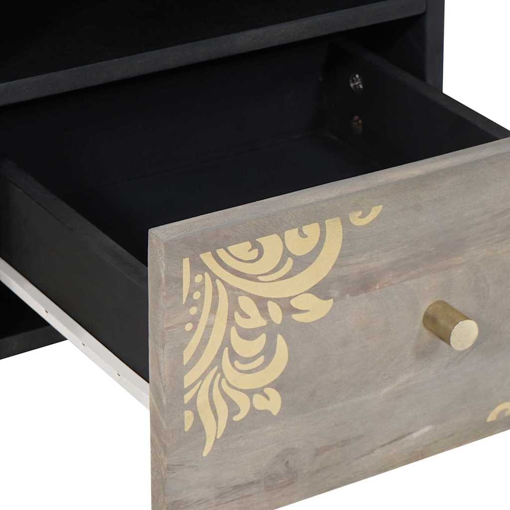 TV Cabinet with Drawer Grey 70 x 33 x 46 cm Solid Mango Wood
