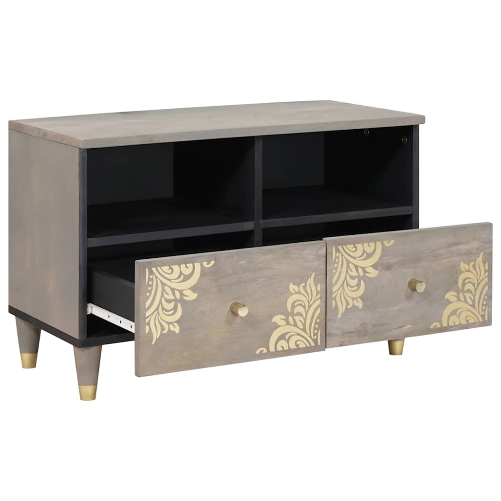 TV Cabinet with Drawer Grey 70 x 33 x 46 cm Solid Mango Wood
