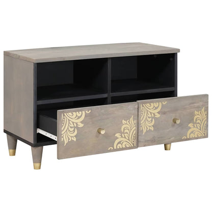 TV Cabinet with Drawer Grey 70 x 33 x 46 cm Solid Mango Wood