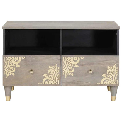TV Cabinet with Drawer Grey 70 x 33 x 46 cm Solid Mango Wood