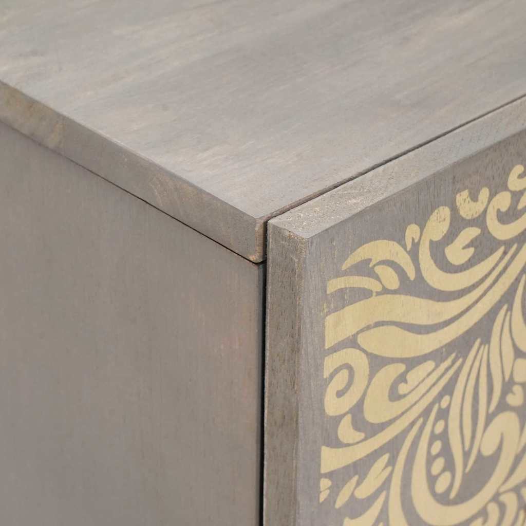 Sideboard Grey and Gold 60 x 33 x 75 cm Solid Mango Wood