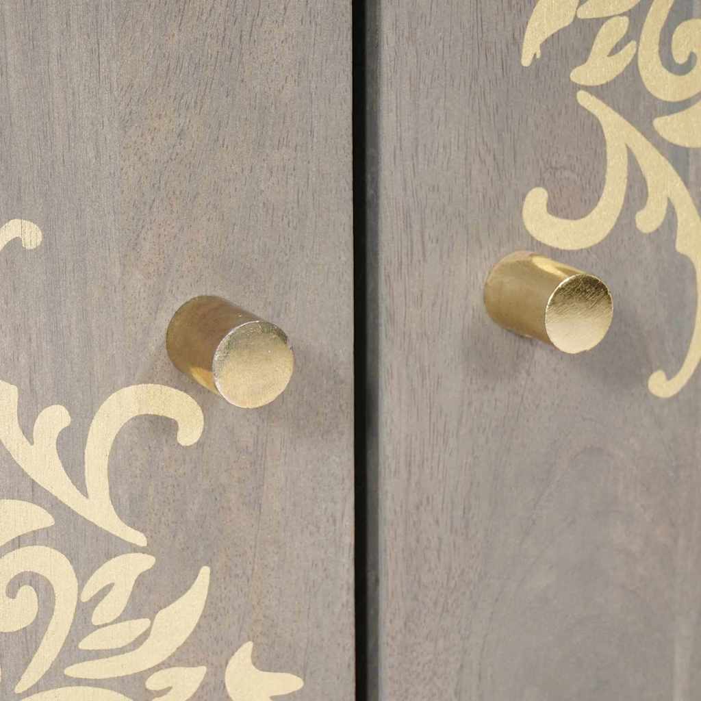 Sideboard Grey and Gold 60 x 33 x 75 cm Solid Mango Wood