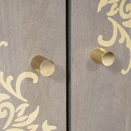 Sideboard Grey and Gold 60 x 33 x 75 cm Solid Mango Wood