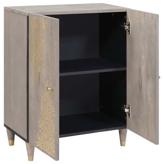 Sideboard Grey and Gold 60 x 33 x 75 cm Solid Mango Wood