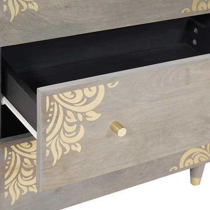 Sideboard Grey and Gold 60 x 33 x 75 cm Solid Mango Wood