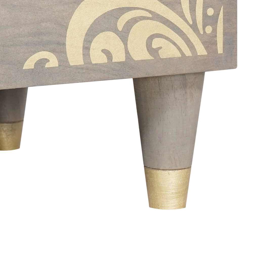 Sideboard Grey and Gold 60 x 33 x 75 cm Solid Mango Wood