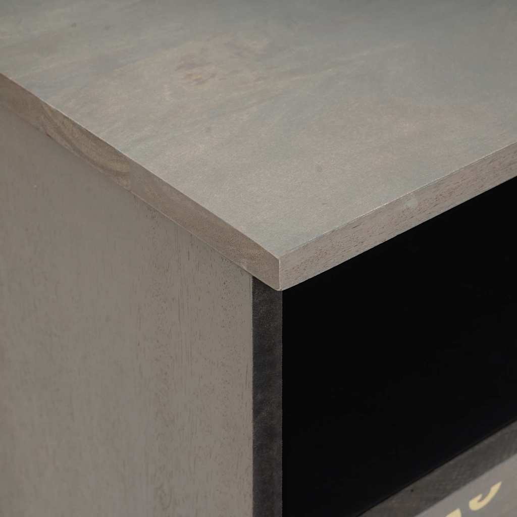 Bedside Cabinet 2 pcs Grey 40 x 33 x 46 cm Solid Mango Wood