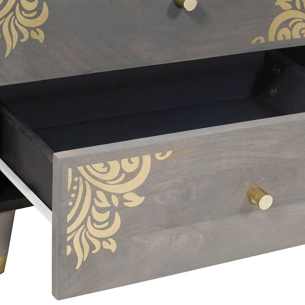 Bedside Cabinet Grey 50 x 33 x 62 cm Solid Mango Wood