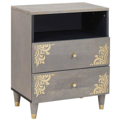 Bedside Cabinet Grey 50 x 33 x 62 cm Solid Mango Wood